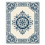 Cream Navy Blue Traditional Persian Medallion Rug