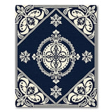 Navy Blue Intricate Floral Medallion Rug