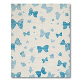 Distressed Blue Butterfly Silhouette Area Rug