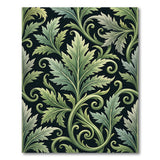 Ornate Green Leaf Baroque Area Rug