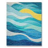 Ocean Waves Teal Area Rug with Sun Glow