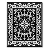 Ornate Black White Floral Persian Rug