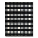 Black White Checkered Woven Area Rug with Fringe