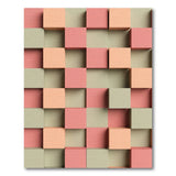 3D Geometric Cube Area Rug in Pink Orange Green