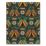 Green Camping Adventure Washable Area Rug