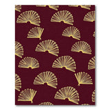 Gold Fan Motif Area Rug on Deep Maroon