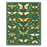ODIKA Vintage Botanical Bee Illustration Washable Area Rug - Low Pile & Non-Slip
