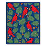 Festive Red Cardinal Birds Pattern Area Rug