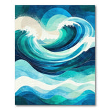 Teal Blue Cascading Ocean Waves Area Rug