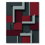 Grey and Red Geometric Area Rug