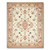 Traditional Persian Beige and Neutral Ivory Persian Floral Medallion Area Rug