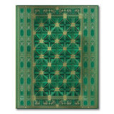 Emerald Green Gold Art Deco Geometric Rug