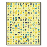 Playful Yellow Alphabet Cartoon Kids Area Rug