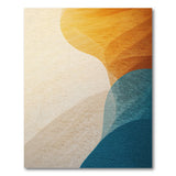 Abstract Curved Layers Area Rug in Orange Teal Beige