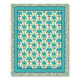 Teal Palmette Floral Cream Area Rug