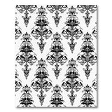 Black and White Ornate Black Damask Floral Area Rug