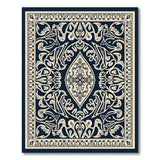 Intricate Navy Persian Area Rug with Floral Medallion