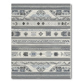 Tribal Geometric Blue Grey Area Rug
