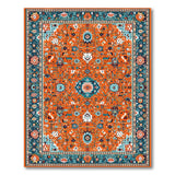 Vibrant Orange Persian Area Rug with Teal Accents