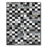 Black and White Distressed Checkered Black White Area Rug
