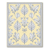Cream Beige Rug with Blue Outline Leaf Motifs