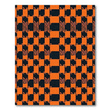 Bold Orange Black Geometric Checkerboard Area Rug