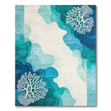 ODIKA Washable Ocean Abstract Coral Teal Area Rug - Non-Slip Low Pile