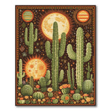 Southwestern Cactus Sun Moon Desert Rug