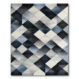 Modern Blue Grey Diamond Geometric Area Rug