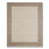 Beige Woven Rug with Brown Border Frame