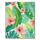Pink Hibiscus Lush Palm Leaf Area Rug