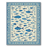 Blue Fish Medley Oriental Area Rug