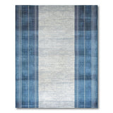 Navy Blue and Gray Striped Area Rug