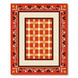 Red Plaid Southwestern Rug with Tribal Border