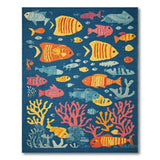Vibrant Cartoon Fish Coral Underwater Area Rug