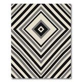 Modern Black White Geometric Stripe Rug