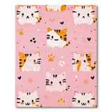 Kawaii Pink Cartoon Cats Area Rug