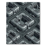 Isometric Cyberpunk City Grey Area Rug