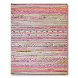 Vibrant Pink Multi-Color Geometric Stripe Rug