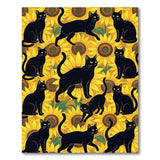 Whimsical Black Cats Sunflowers Area Rug