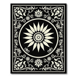 Ornate Sunflower Black White Area Rug