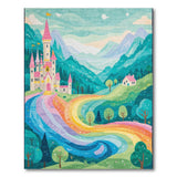 Enchanted Pink Castle Rainbow Valley Kids Rug