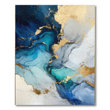 Navy Blue Gold Fluid Abstract Area Rug