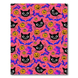 Playful Halloween Cats Pumpkins Bats Pink Rug