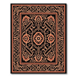 Orange Floral Persian Area Rug on Black