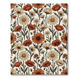 Burnt Orange Poppy Daisy Floral Area Rug