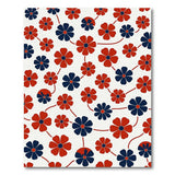 Red Navy Floral Vine Area Rug
