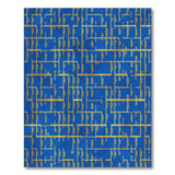 Navy Blue Gold Geometric Maze Area Rug
