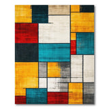 ODIKA Washable Geometric Color Block Area Rug, Mid-Century Modern Low Pile Non-Slip Carpet