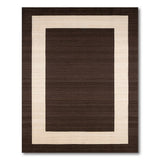 Dark Brown Geometric Border Area Rug